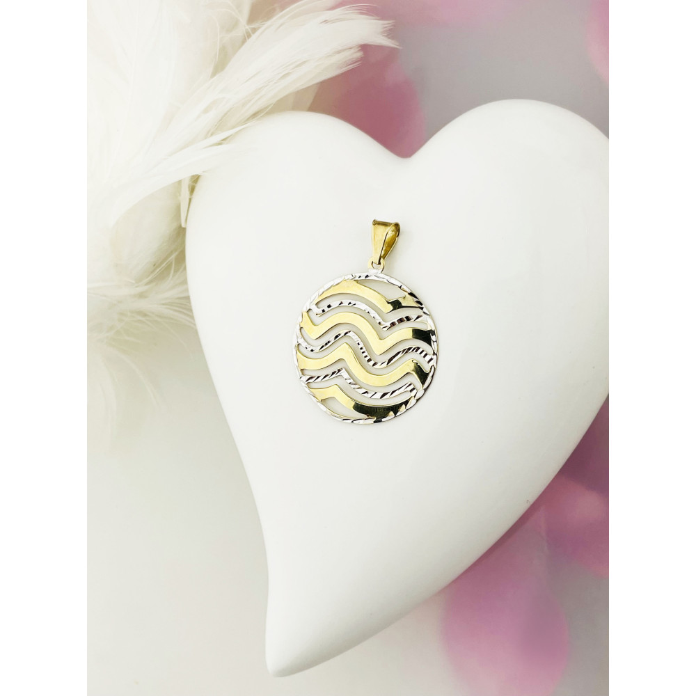 Złota zawieszka wisiorek kółko dwukolorowe