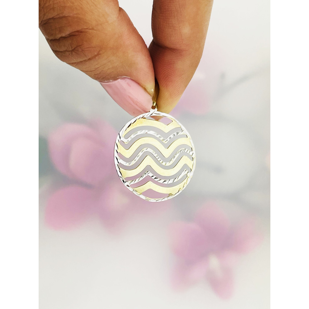 Anhänger Welle Kettenanhänger Gelbgold Goldanhänger