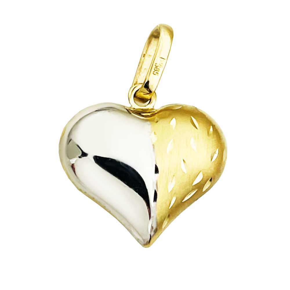 Złoty wisiorek zawieszka serce frezowane serduszko figurka bikolor