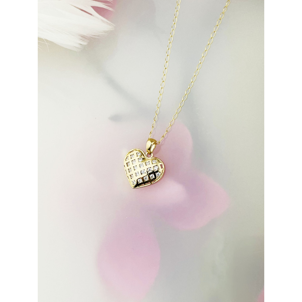 Złoty wisiorek zawieszka serce serduszko z cyrkoniami