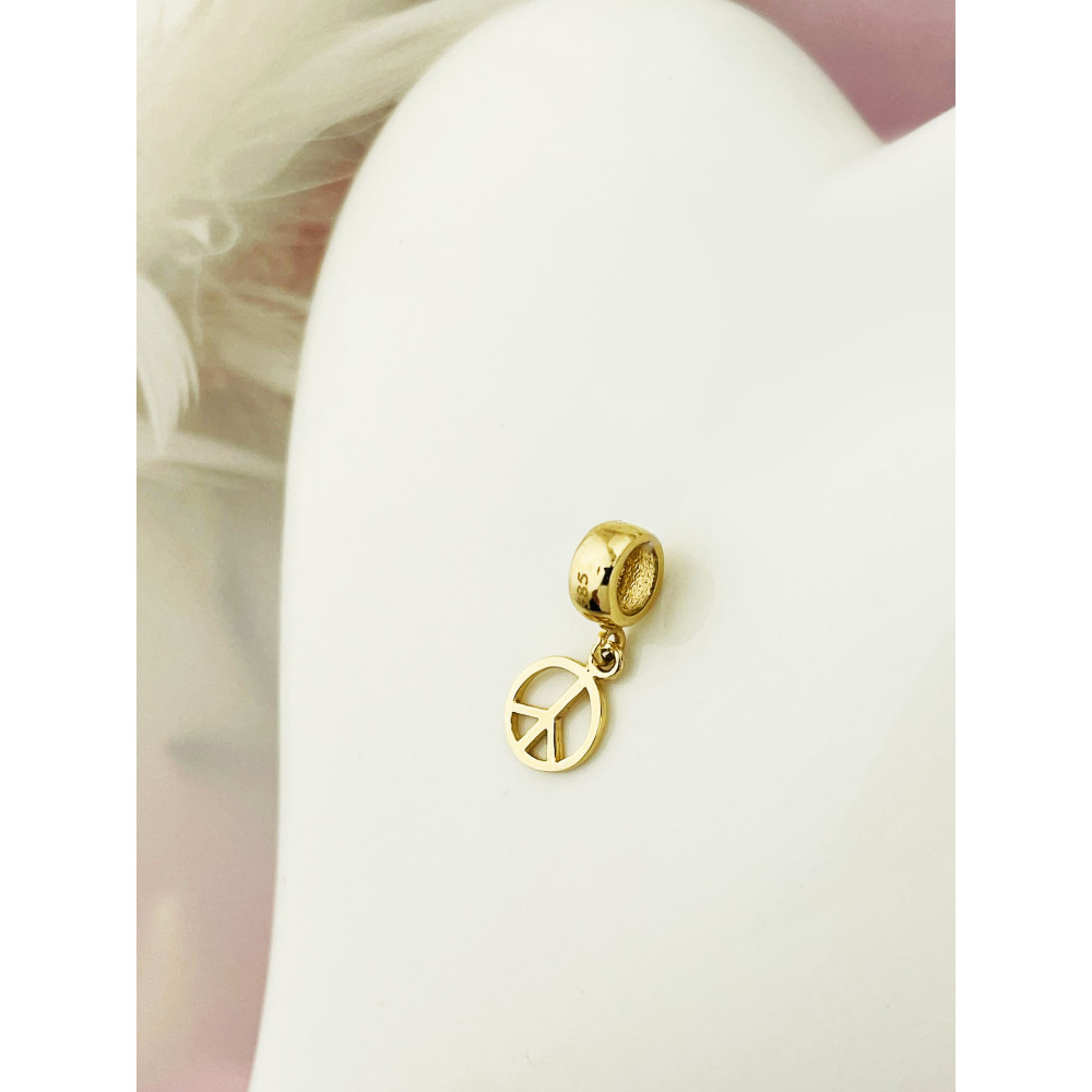 Anhänger Kettenanhänger Peace Zeichen Friedenszeichen Einhänger Charms Gelbgold