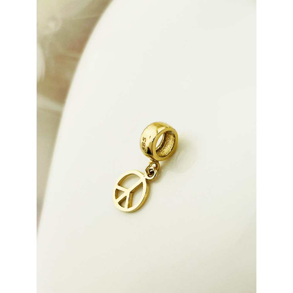 Anhänger Kettenanhänger Peace Zeichen Friedenszeichen Einhänger Charms Gelbgold