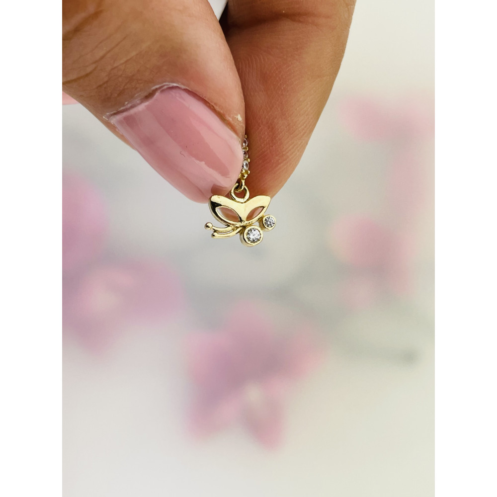 Anhänger Schmetterling Kettenanhänger Gelbgold Goldanhänger mit Zirkonia 585er 14KT