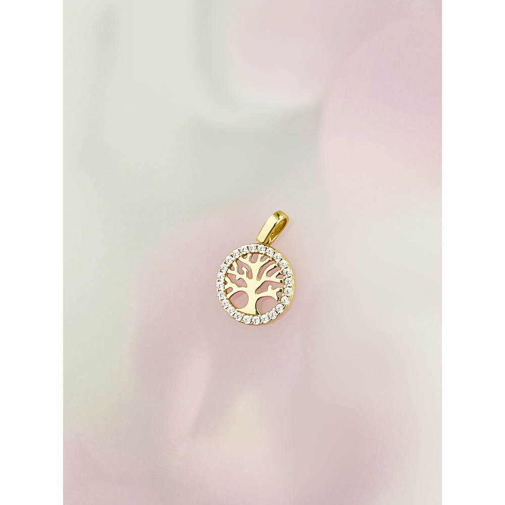 Anhänger Glücksbaum Baum Kettenanhänger Gelbgold Goldanhänger 585er 14KT