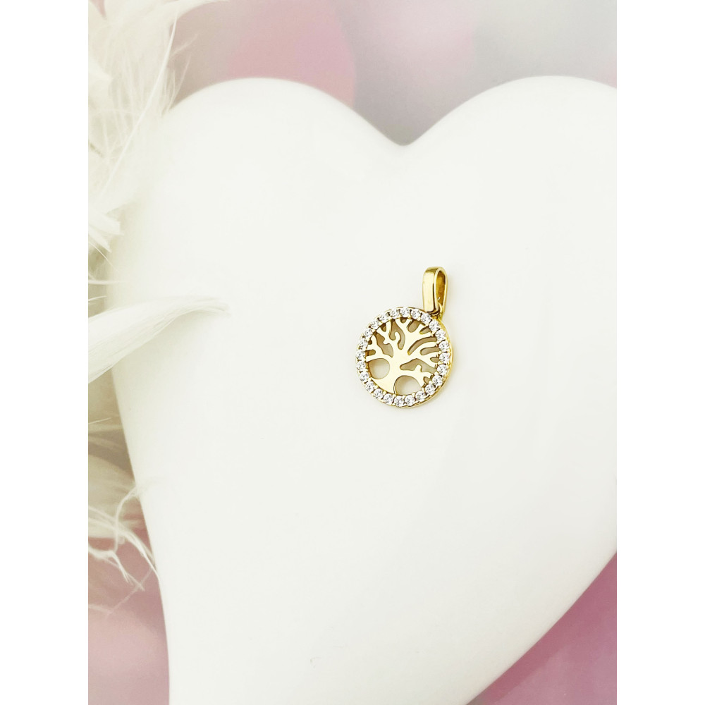 Anhänger Glücksbaum Baum Kettenanhänger Gelbgold Goldanhänger 585er 14KT