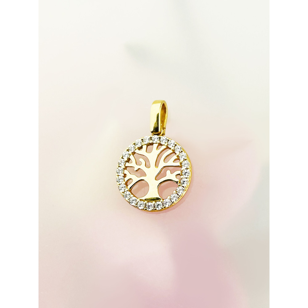 Anhänger Glücksbaum Baum Kettenanhänger Gelbgold Goldanhänger 585er 14KT