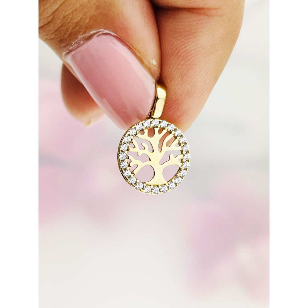 Anhänger Glücksbaum Baum Kettenanhänger Gelbgold Goldanhänger 585er 14KT