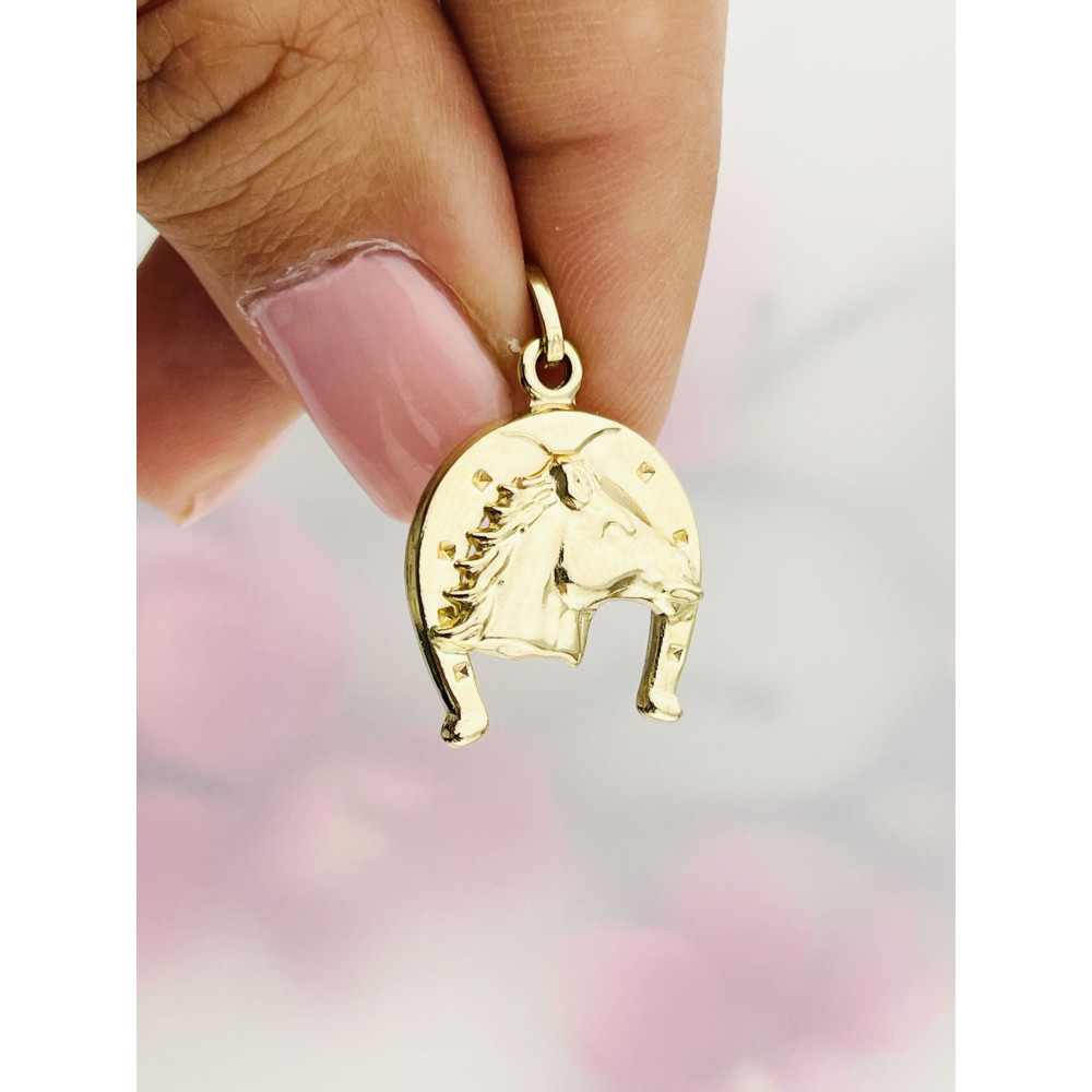 Anhänger Pferd Hufeisen Gold Goldanhänger Gold 585er 14KT