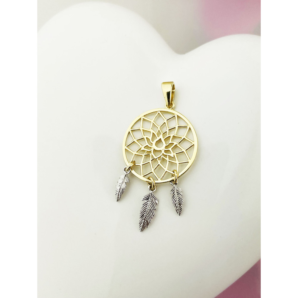 Anhänger Traumfänger Kettenanhänger Gelbgold Goldanhänger Bicolor 585er 14KT