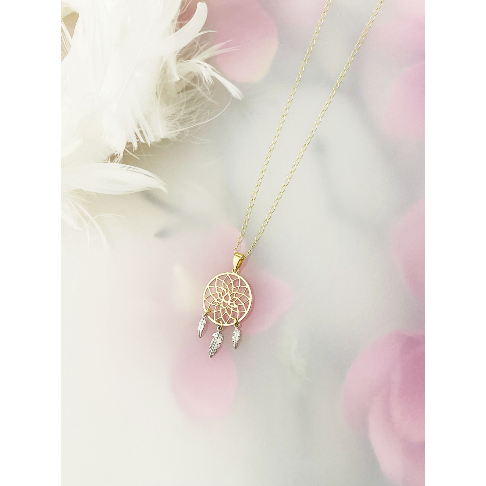 Anhänger Traumfänger Kettenanhänger Gelbgold Goldanhänger Bicolor 585er 14KT