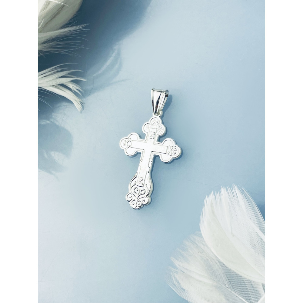 Silber Anhänger orthodoxes Kreuz mit Jesus Christus Erstkommunion Taufe