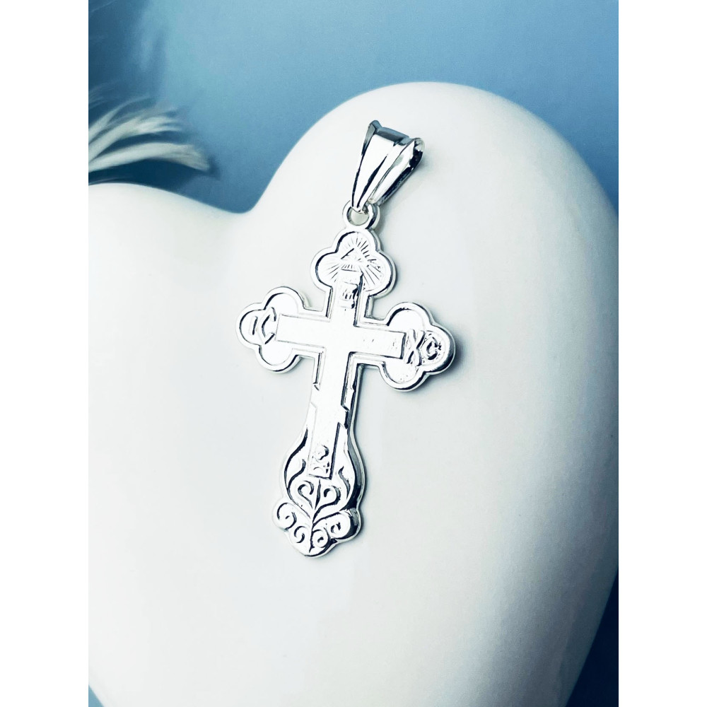 Silber Anhänger orthodoxes Kreuz mit Jesus Christus Erstkommunion Taufe