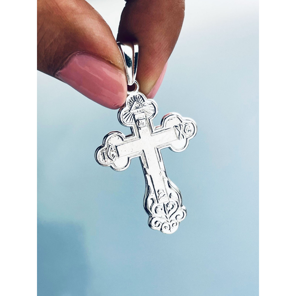 Silber Anhänger orthodoxes Kreuz mit Jesus Christus Erstkommunion Taufe