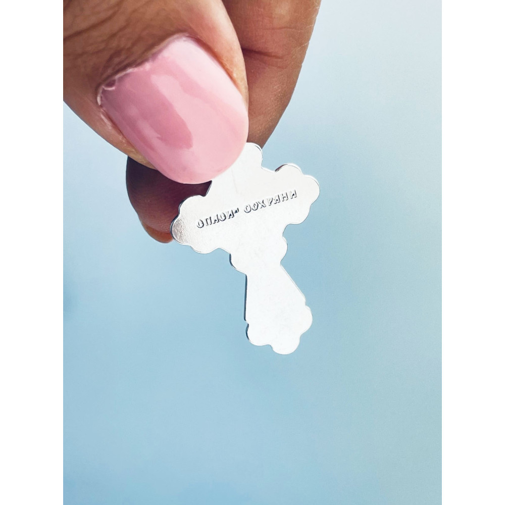 Silber Anhänger orthodoxes Kreuz mit Jesus Christus Erstkommunion Taufe