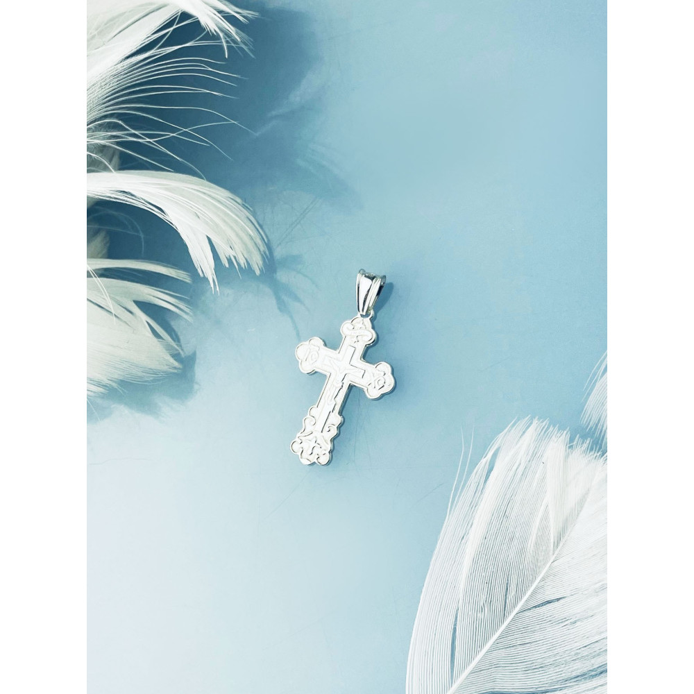 Silber Anhänger orthodoxes Kreuz mit Jesus Christus Erstkommunion Taufe
