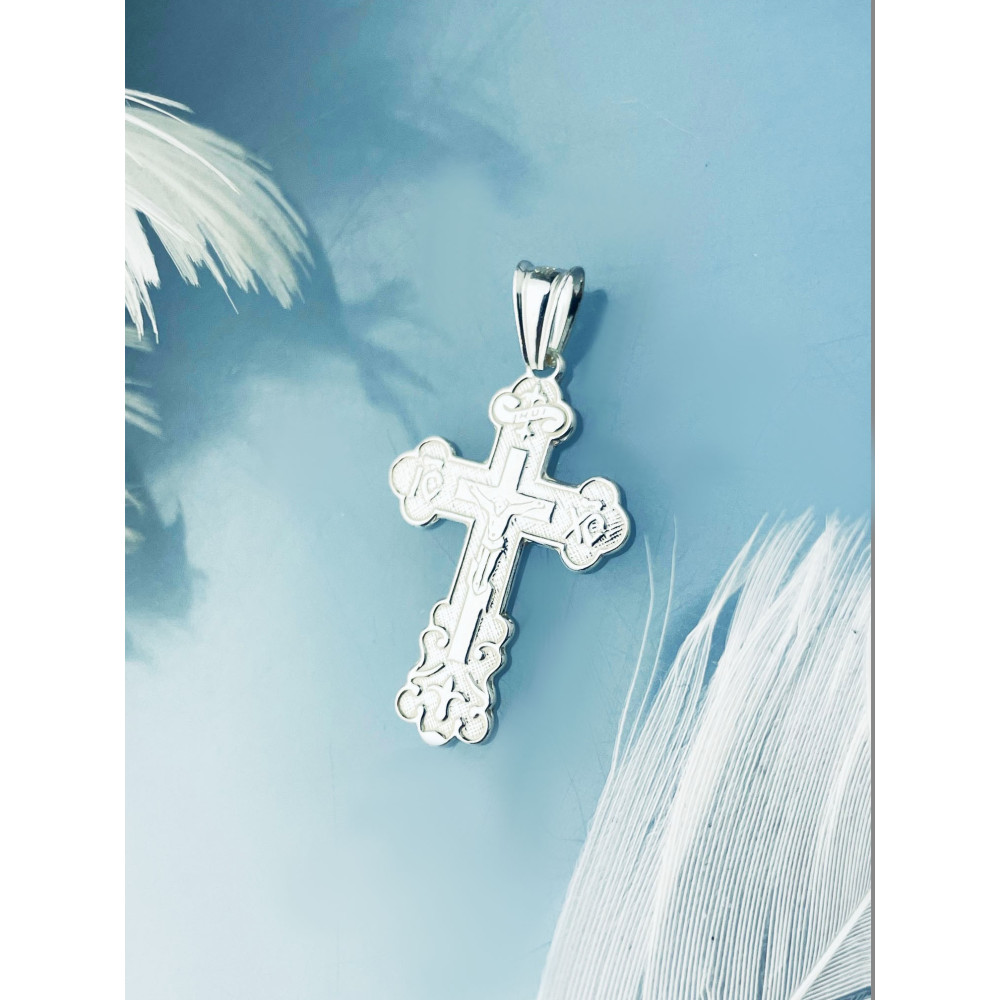 Silber Anhänger orthodoxes Kreuz mit Jesus Christus Erstkommunion Taufe