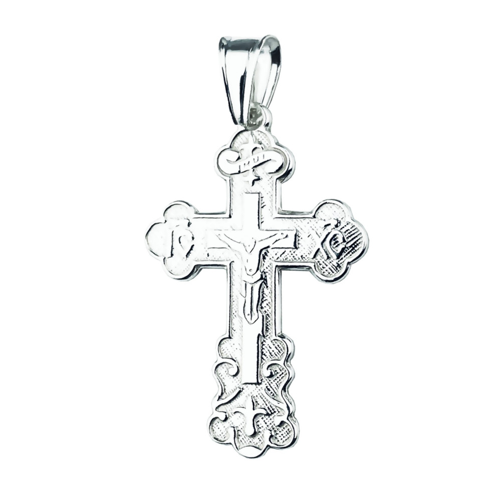 Silber Anhänger orthodoxes Kreuz mit Jesus Christus Erstkommunion Taufe