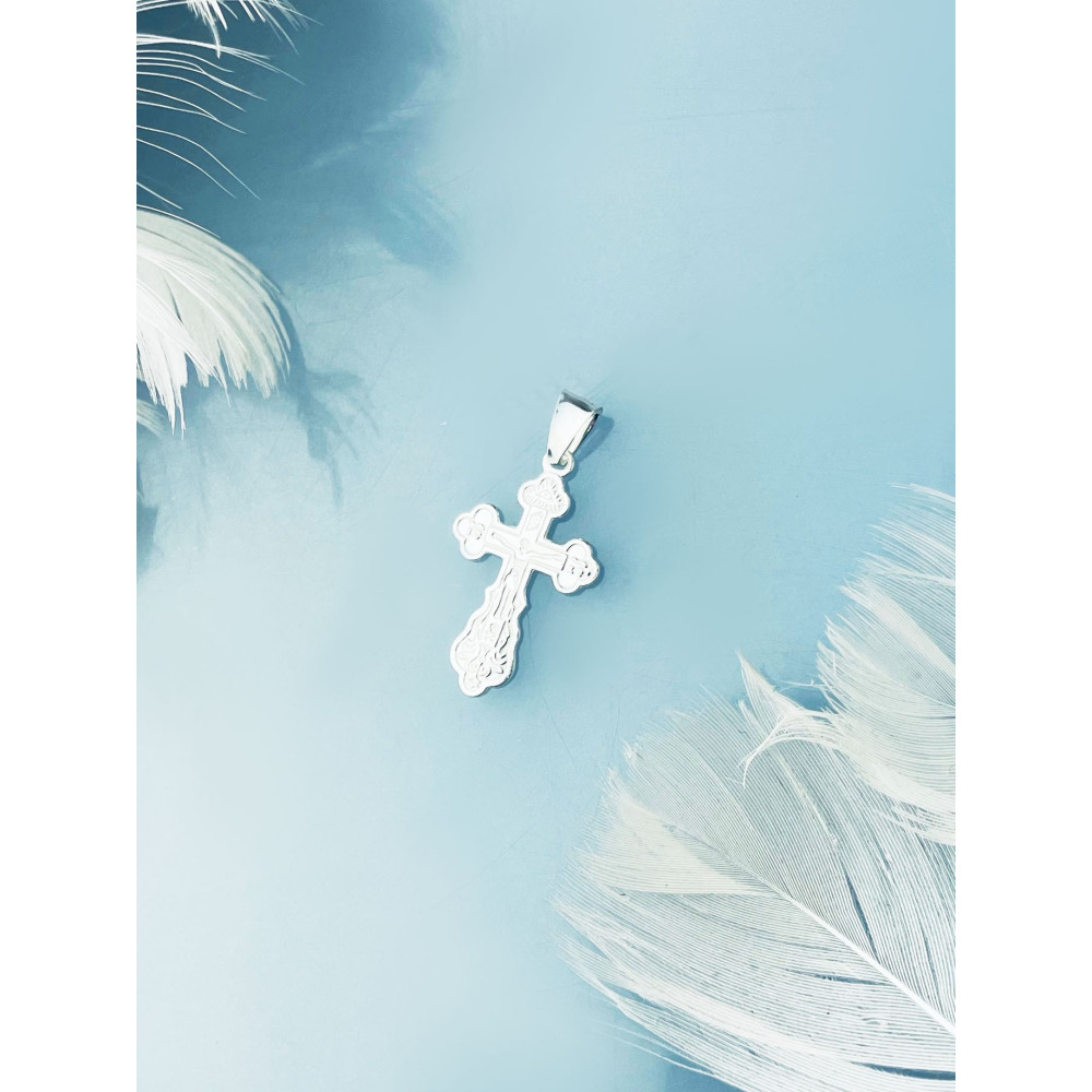 Silber Anhänger orthodoxes Kreuz mit Jesus Christus Erstkommunion Taufe