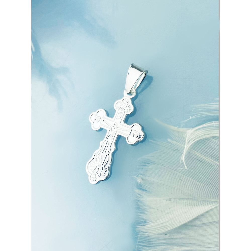 Silber Anhänger orthodoxes Kreuz mit Jesus Christus Erstkommunion Taufe