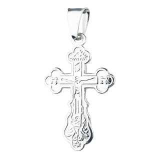 Silber Anhänger orthodoxes Kreuz mit Jesus Christus Erstkommunion Taufe