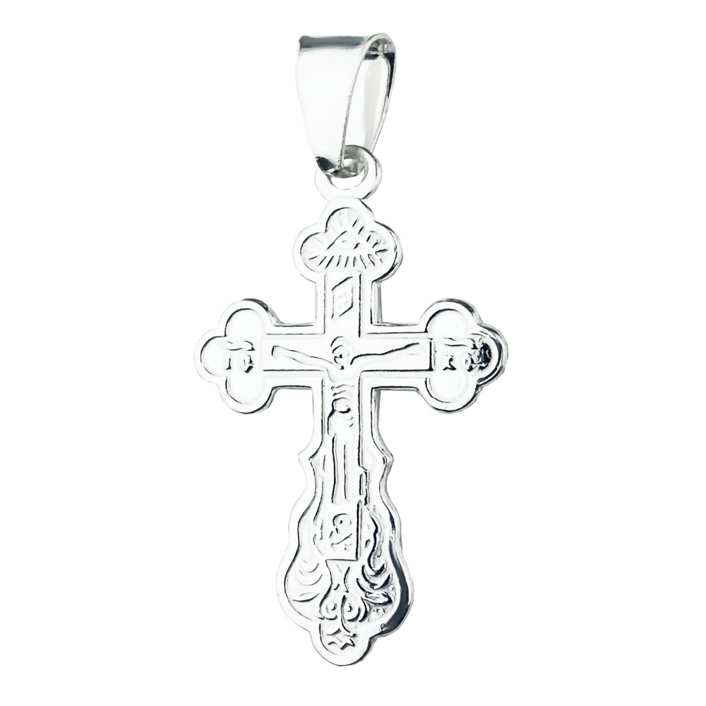 Silber Anhänger orthodoxes Kreuz mit Jesus Christus Erstkommunion Taufe