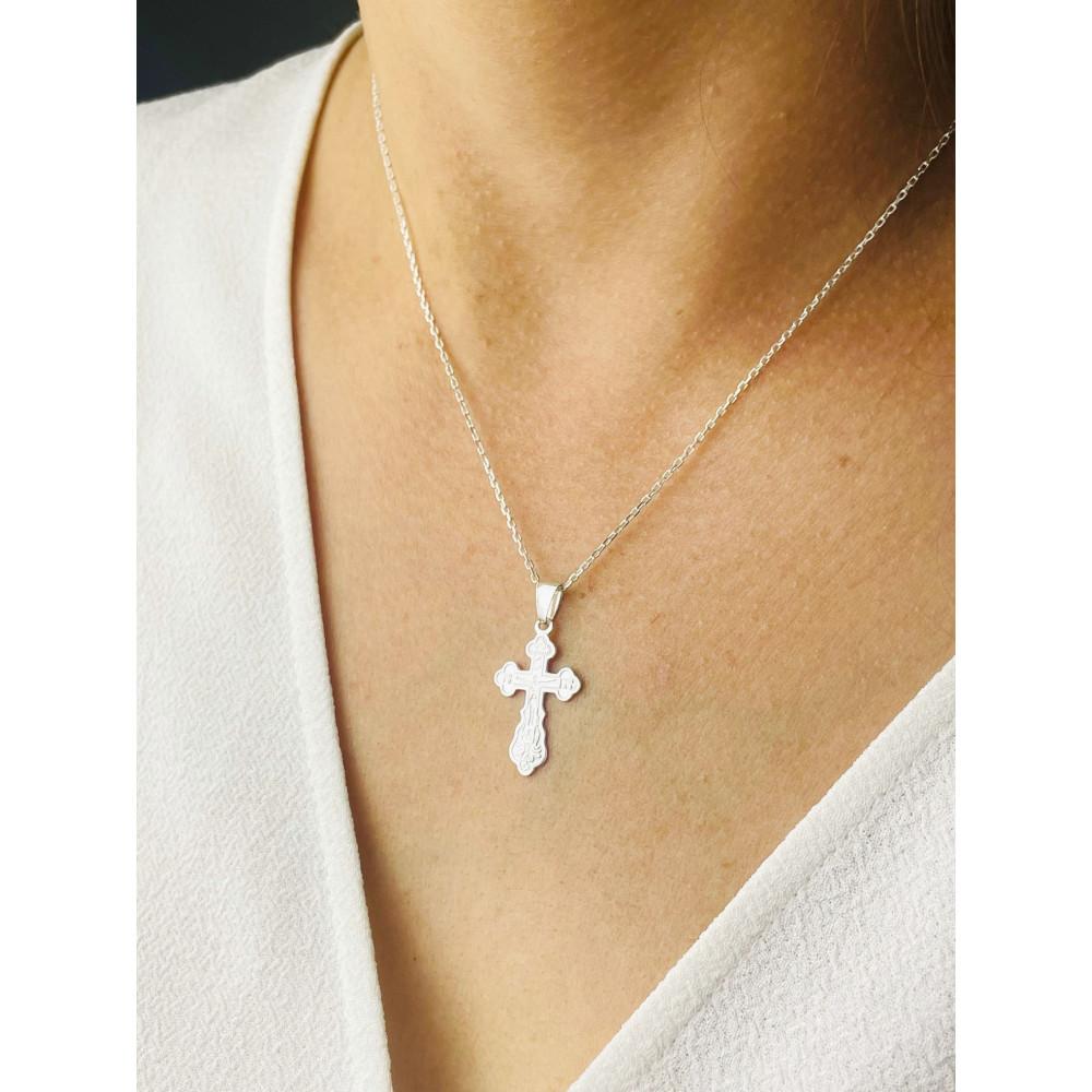 Silber Anhänger orthodoxes Kreuz mit Jesus Christus Erstkommunion Taufe