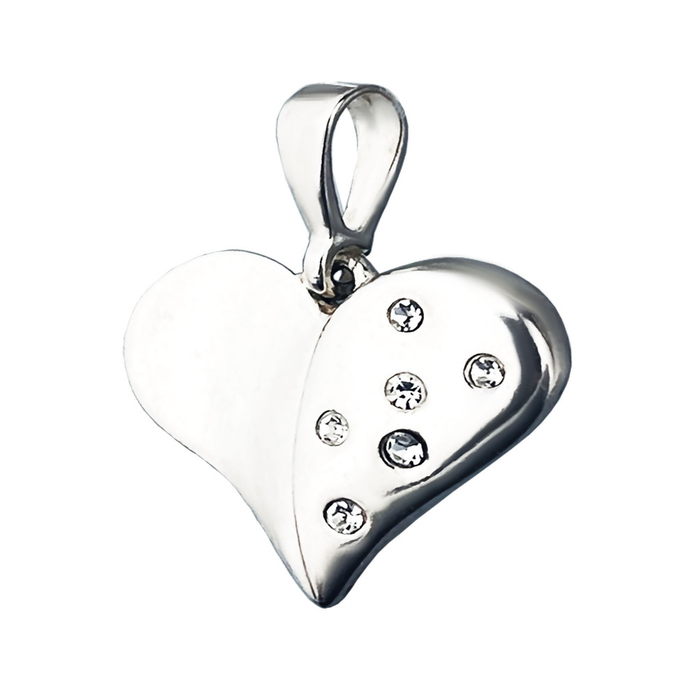 Silber Damen Medaillon Anhänger Herz mit Zirkonia
