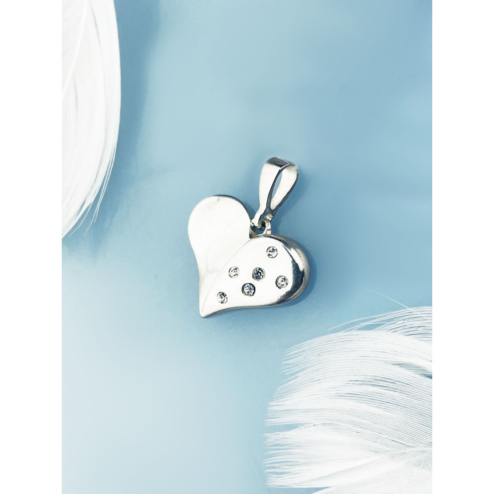 Silber Damen Medaillon Anhänger Herz mit Zirkonia