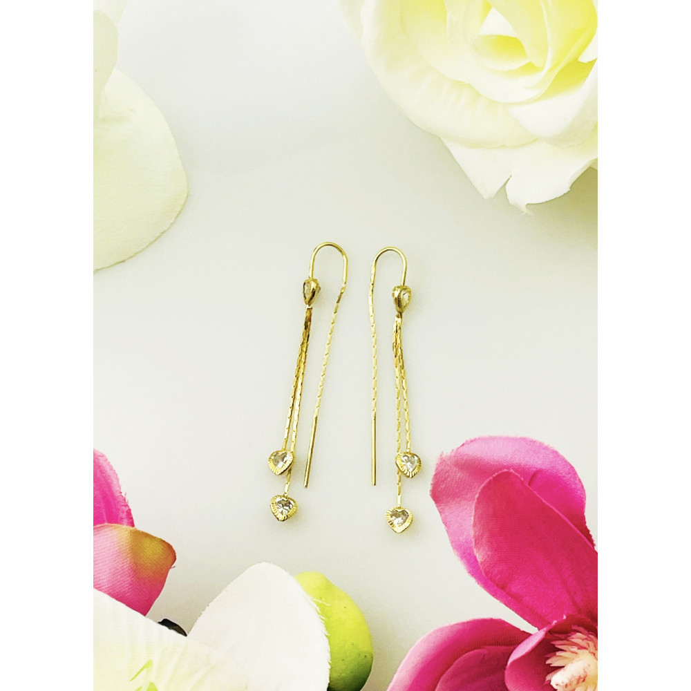 Ohrringe Herzen Ohrhänger Ohrstecker Ohrschmuck Gelbgold Paar