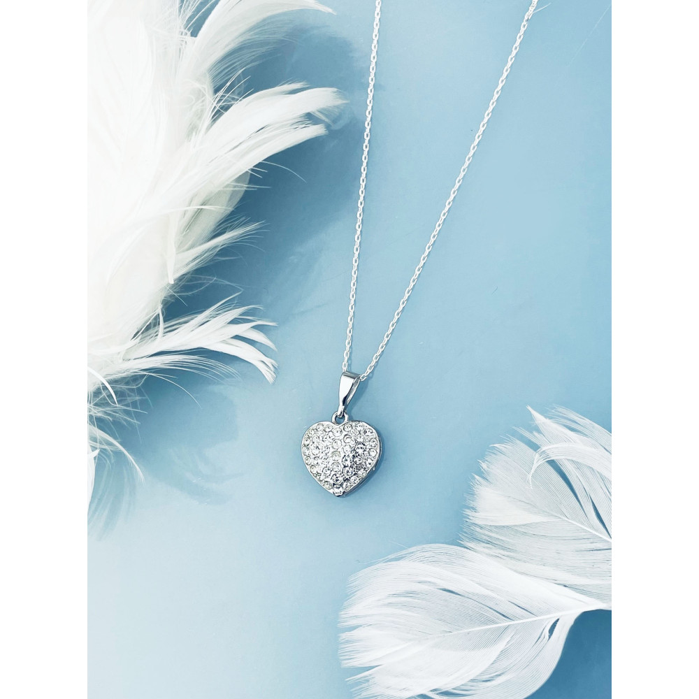 925 Silber Damen Medaillon Anhänger Herz mit Zirkonia