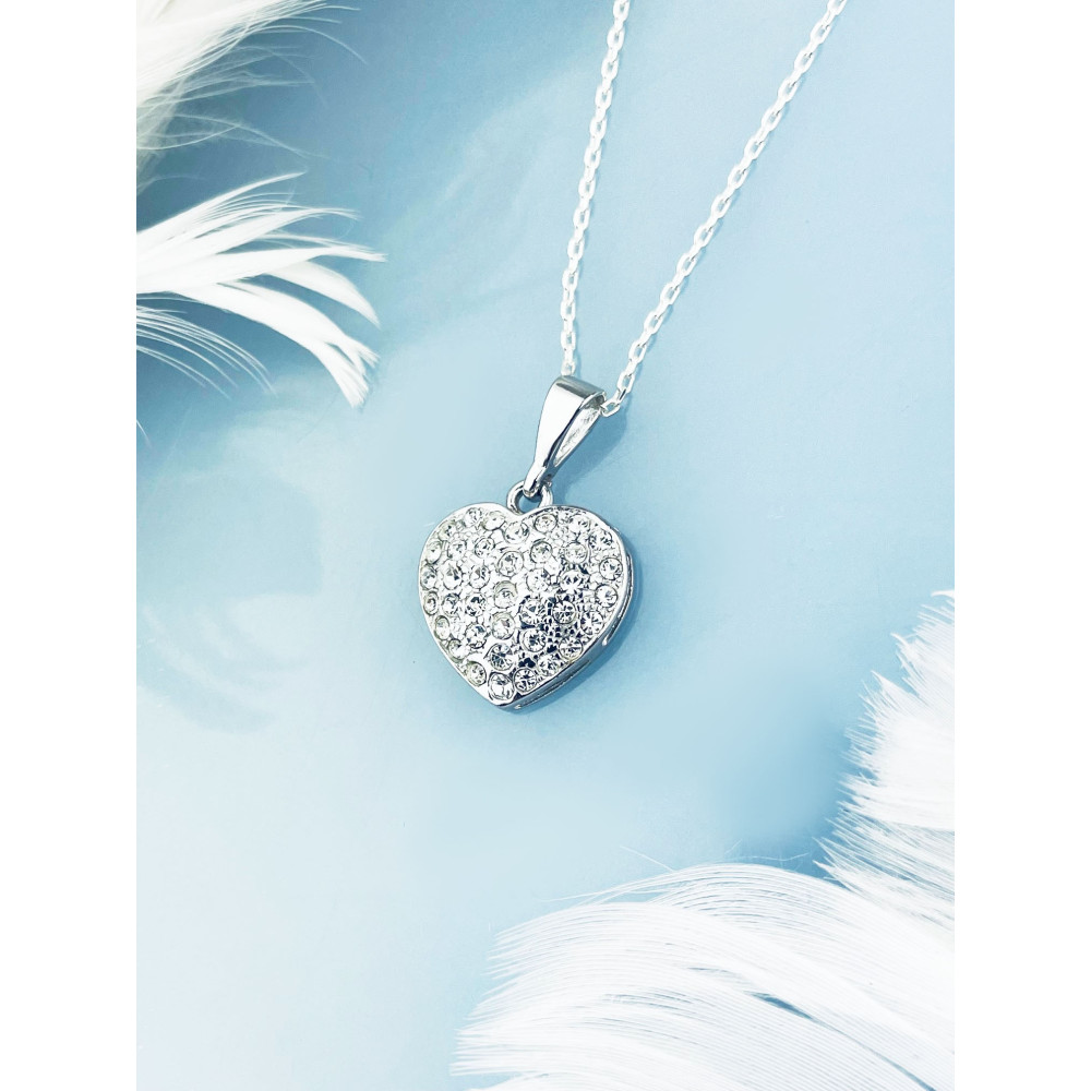 Srebrny wisiorek zawieszka serce serduszko z cyrkoniami