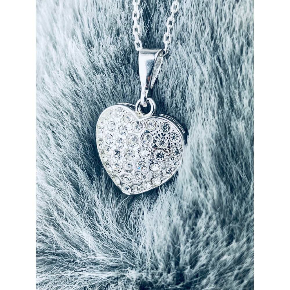 925 Silber Damen Medaillon Anhänger Herz mit Zirkonia