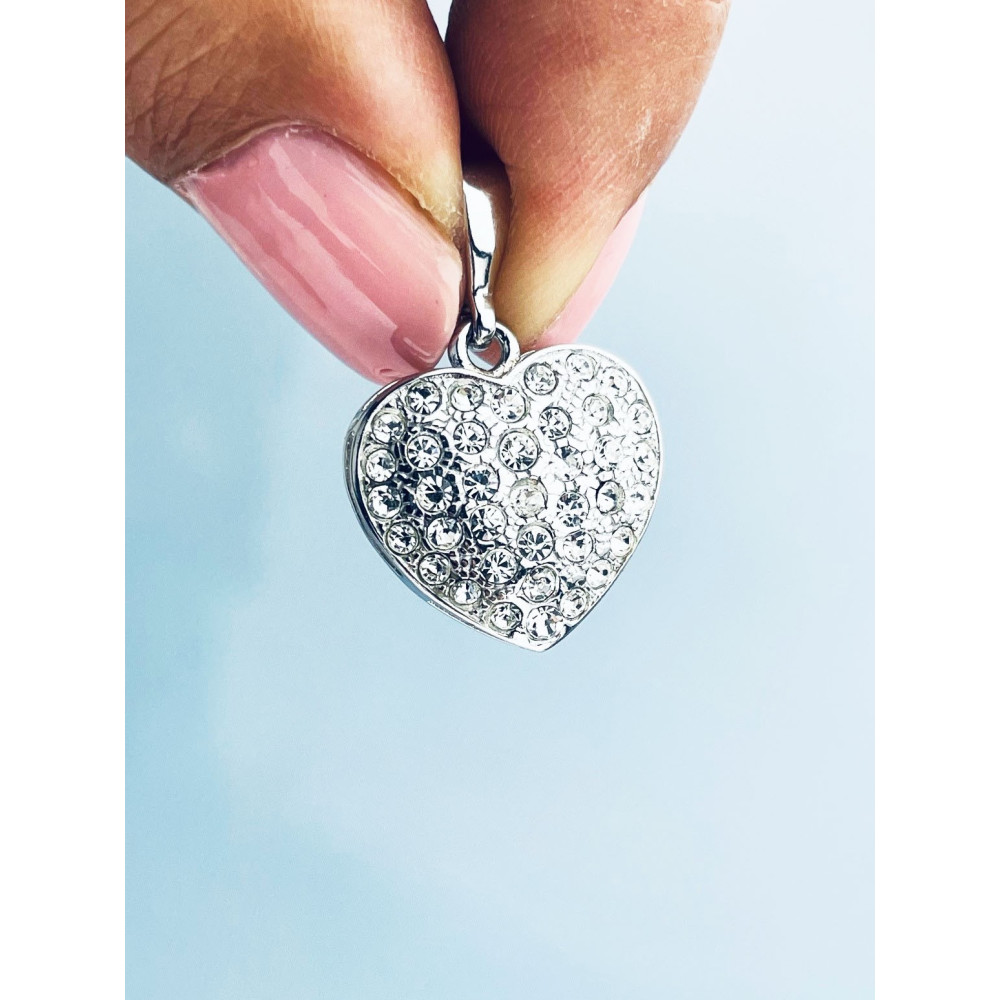 925 Silber Damen Medaillon Anhänger Herz mit Zirkonia