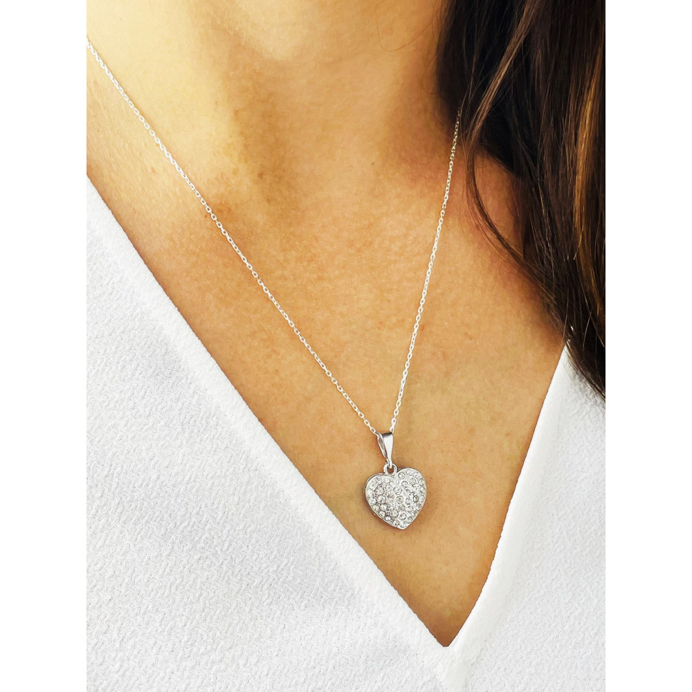 925 Silber Damen Medaillon Anhänger Herz mit Zirkonia