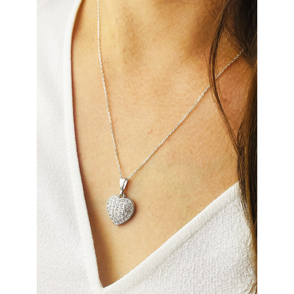 Srebrny wisiorek zawieszka serce serduszko z cyrkoniami