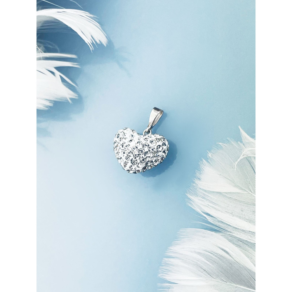 Srebrny wisiorek zawieszka serce serduszko z cyrkoniami