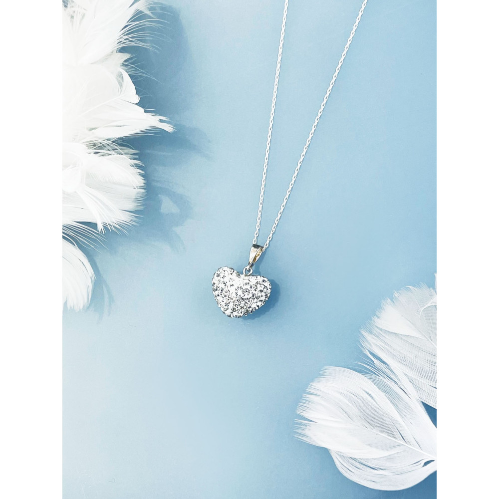 925 Silber Damen Medaillon Anhänger Herz mit Zirkonia