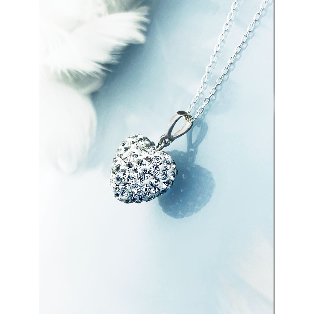 925 Silber Damen Medaillon Anhänger Herz mit Zirkonia