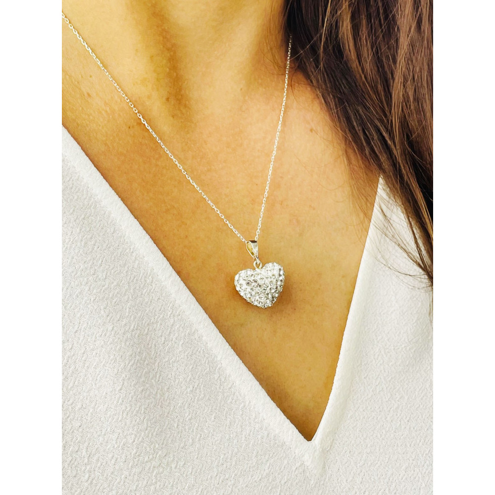 925 Silber Damen Medaillon Anhänger Herz mit Zirkonia