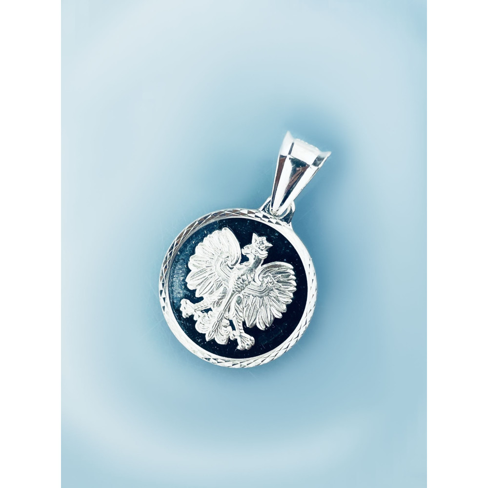 Srebrny wisiorek zawieszka Orzeł Biały w Koronie Godło Polski