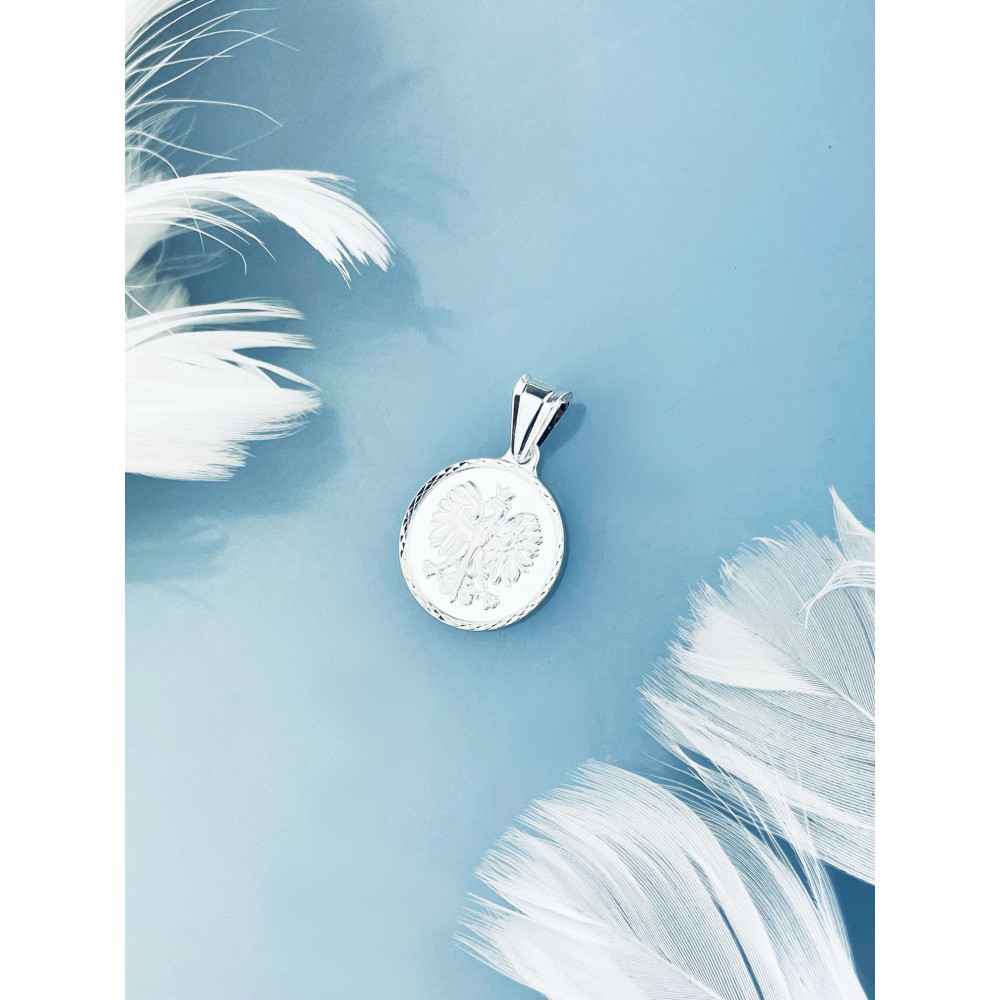 925 Silber Anhänger Anhänger Weißer Adler in Krone Emblem