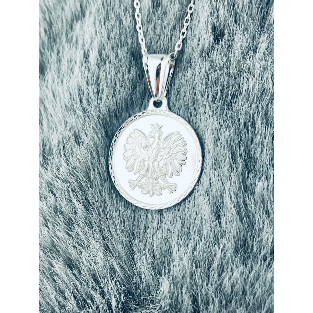 Srebrny wisiorek zawieszka Orzeł Biały w Koronie Godło Polski