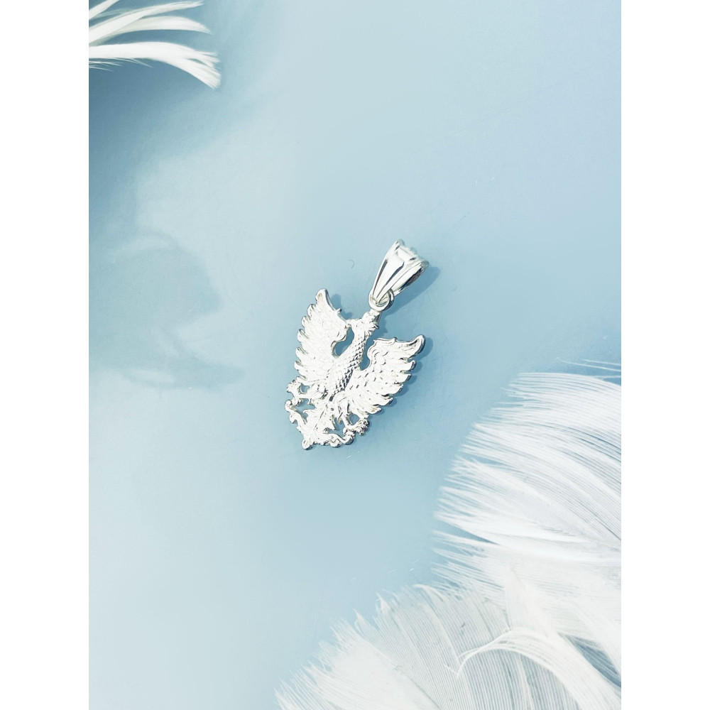 925 Silber Anhänger Anhänger Weißer Adler in Krone Emblem