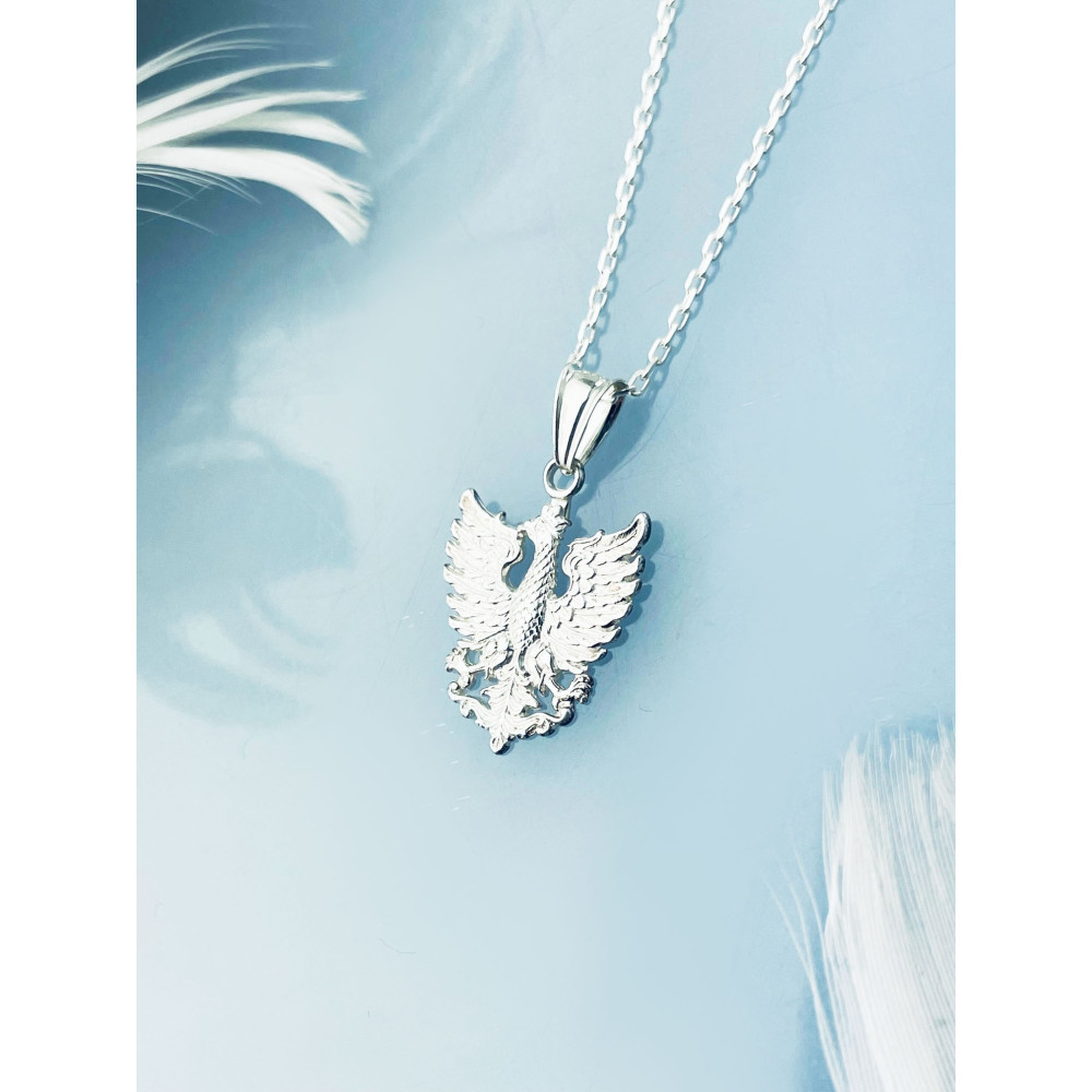 Srebrny wisiorek zawieszka Orzeł Biały w Koronie Godło Polski