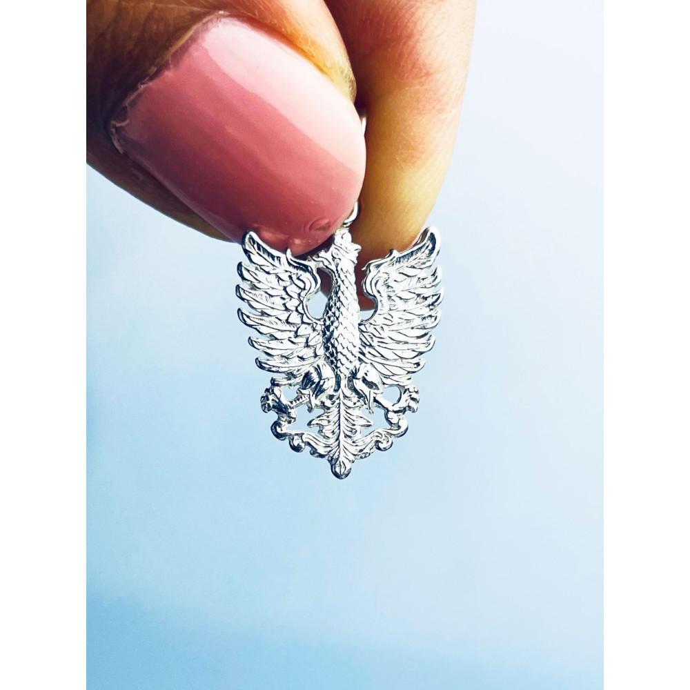 925 Silber Anhänger Anhänger Weißer Adler in Krone Emblem