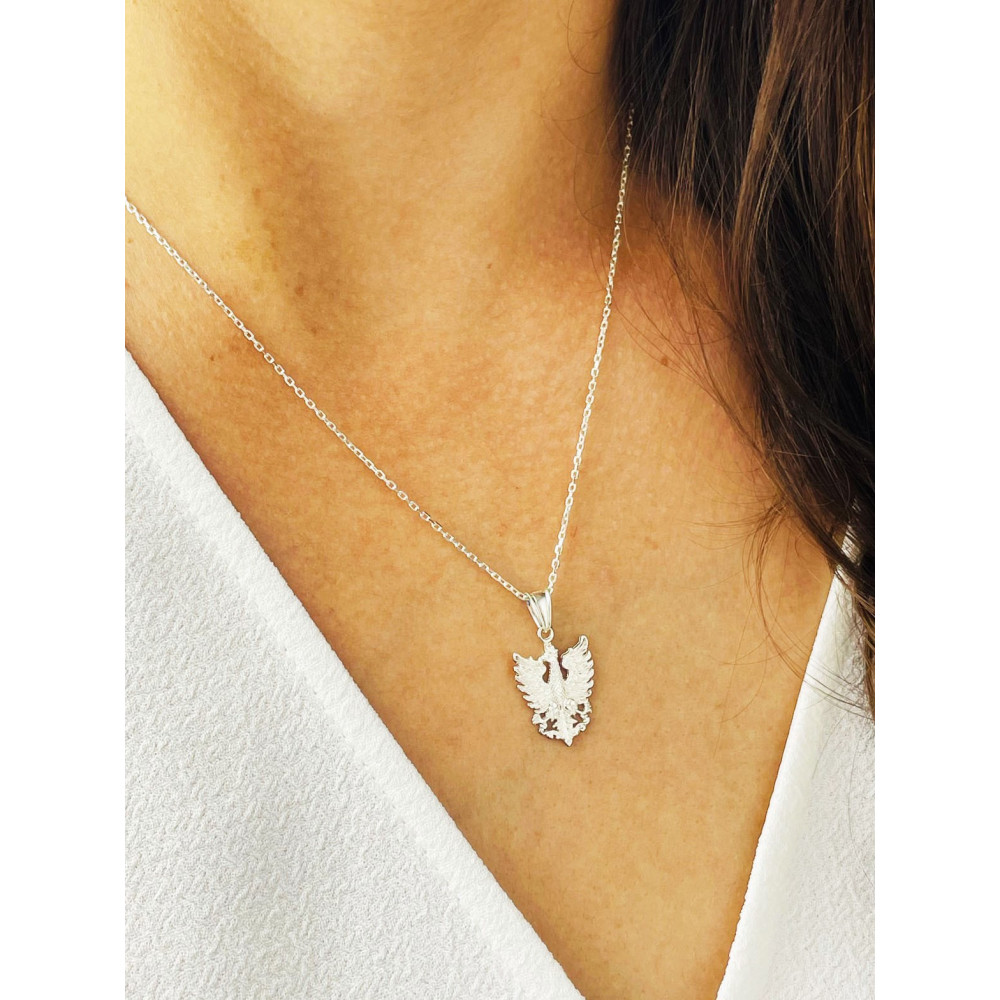 925 Silber Anhänger Anhänger Weißer Adler in Krone Emblem