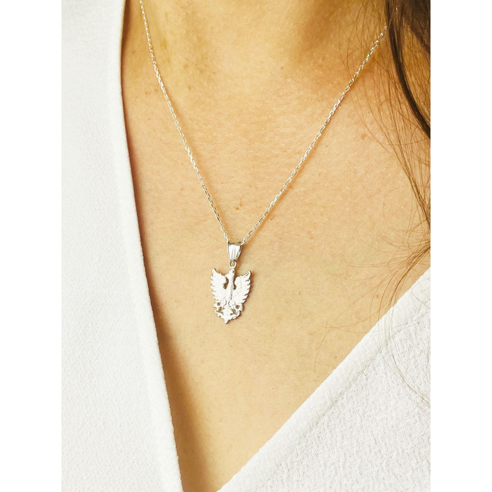 925 Silber Anhänger Anhänger Weißer Adler in Krone Emblem