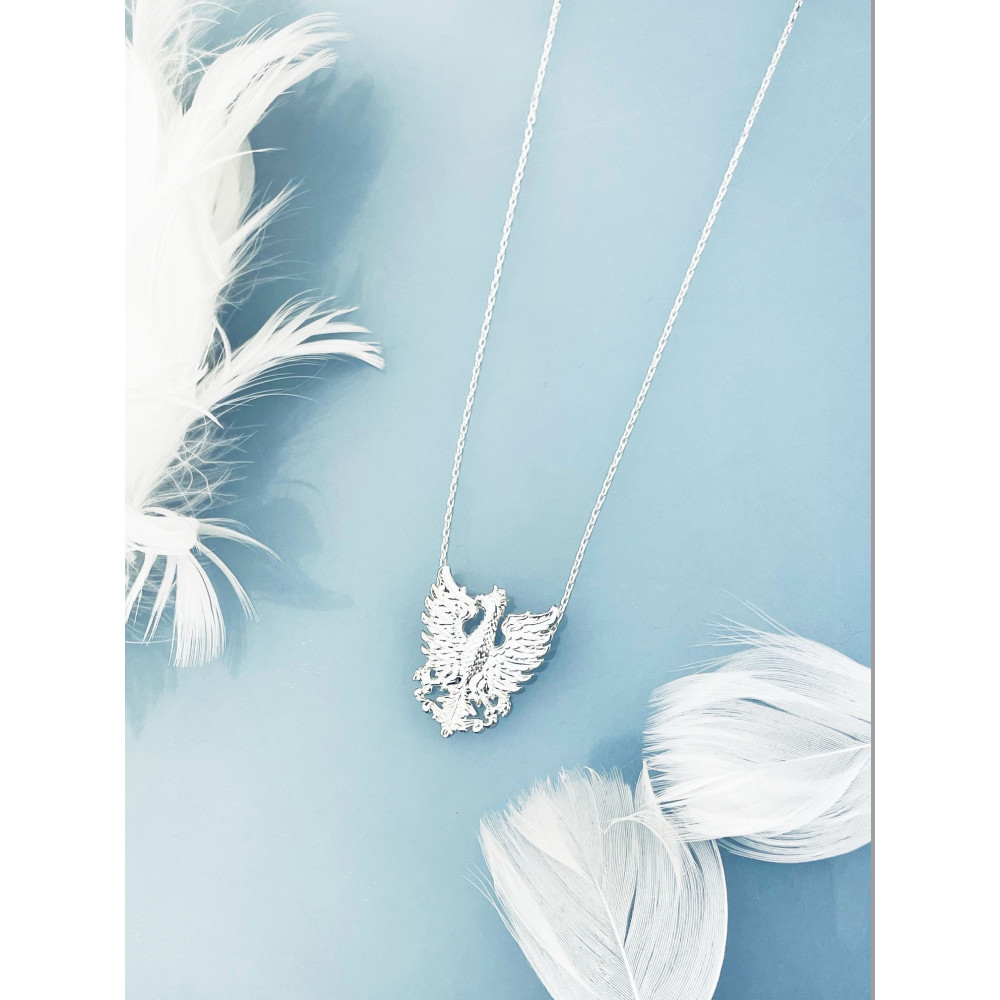 925 Silber Anhänger Anhänger Weißer Adler in Krone Emblem