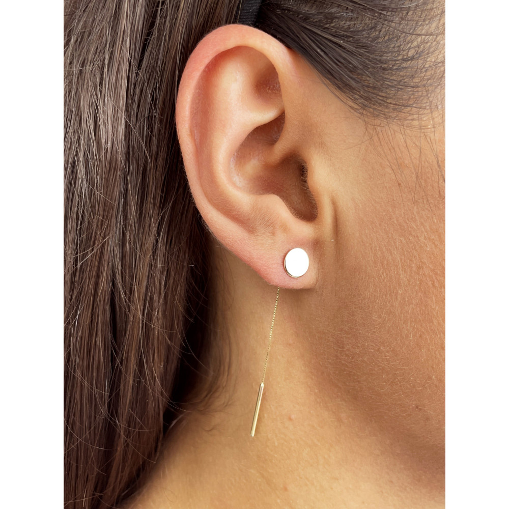 Złote kolczyki wiszące kółka patyczki