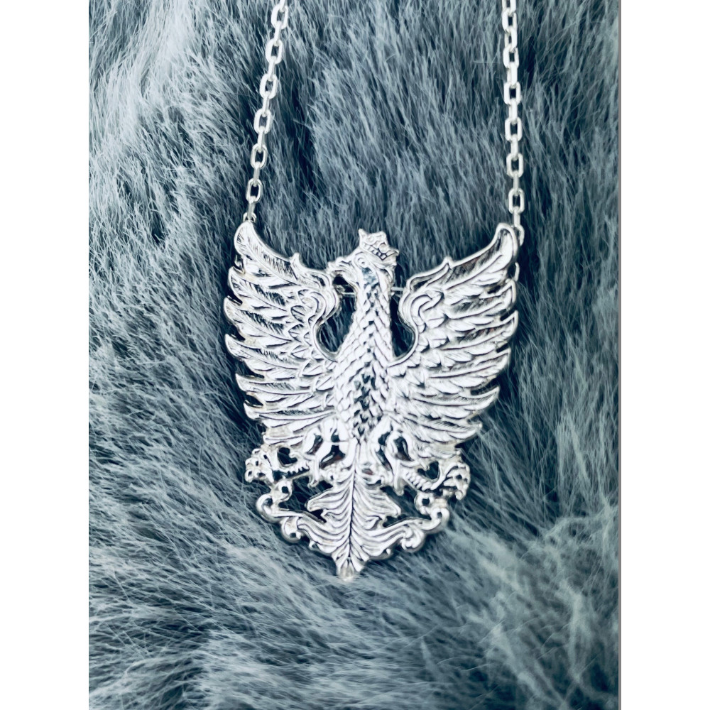 Srebrny wisiorek Orzeł Biały w Koronie Godło Polski zawieszka patriotyczna